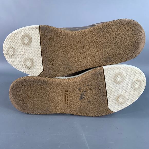 BALLY Size 8.5 Brown Taupe Color Block Leather High Top Sneakers - Picture 6 of 8